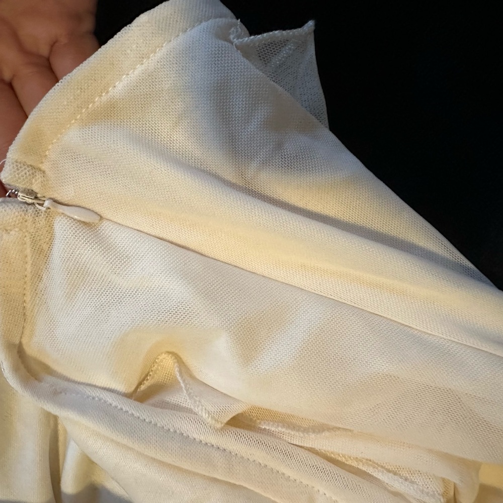 Fashion Nova Cream Asymmetrical Ruffle Dress - Picture 5 of 5